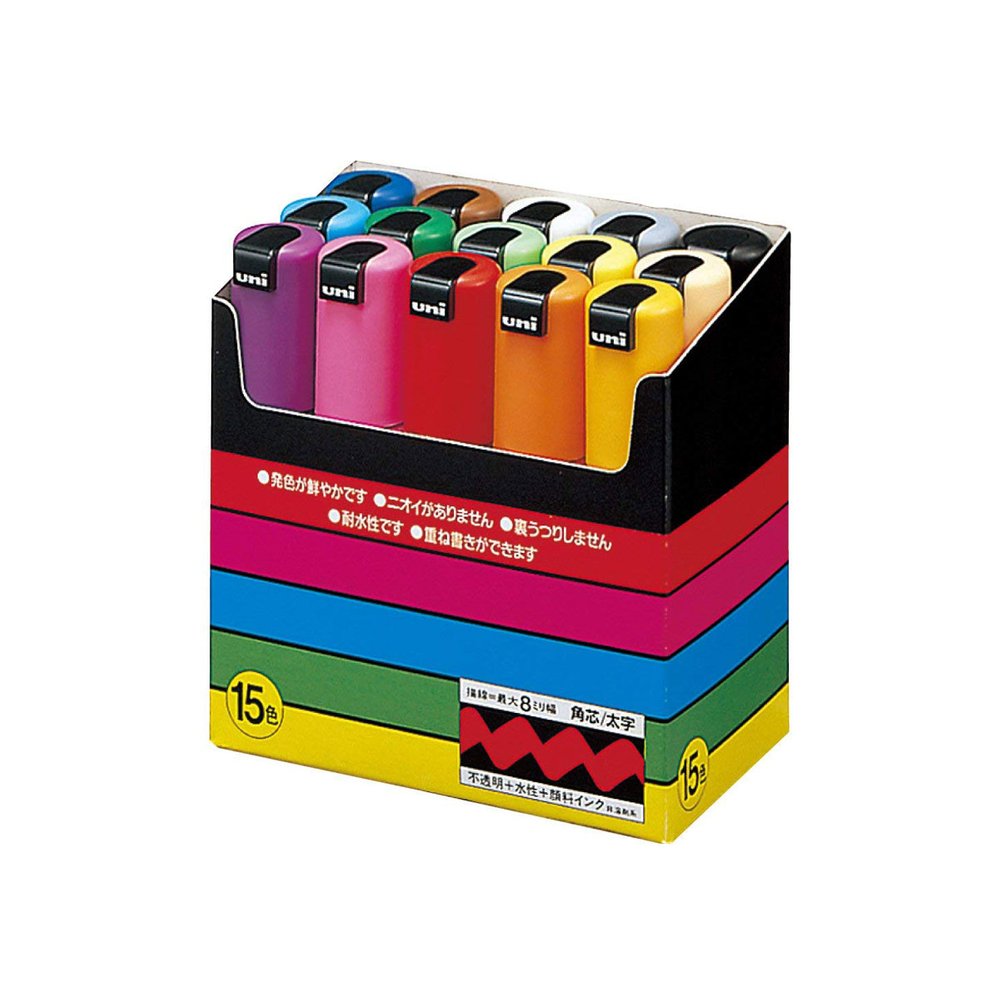 Uni POSCA Marker Pen PC-7M Broad Collection Box of 15 Assorted