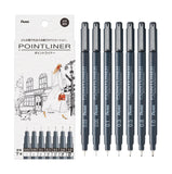Pentel Point Liner BLACK 7 pcs set