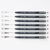 Pentel Point Liner BLACK 7 pcs set